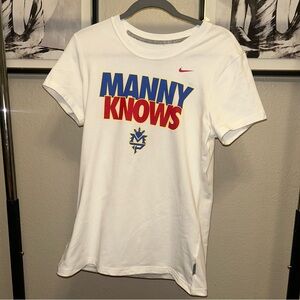 Nike White Tee with Blue and Yellow Graphic